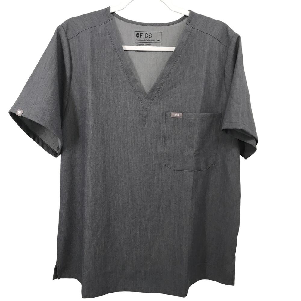 FIGS Technical Collection Gray Short Sleeve Scrub Top Mens XXL